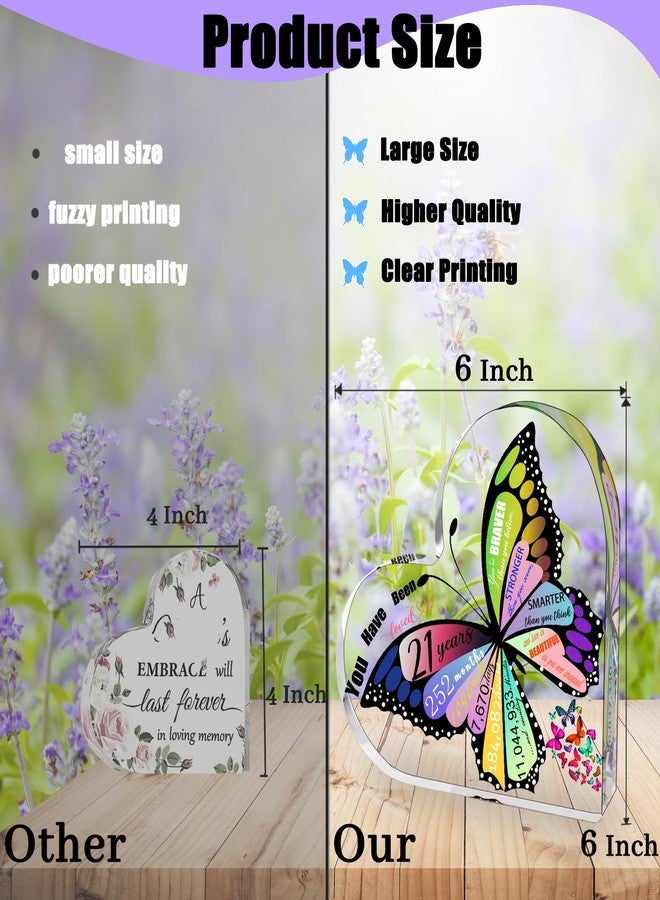 Uibyriy 21st Birthday Gifts for Her, Happy 21st Birthday Decorations Heart Acrylic Plaque, 21st Birthday Gift for Women, Gifts for 21 Year Old Daughter Granddaughter Female Friends Sister Lady - Image 3